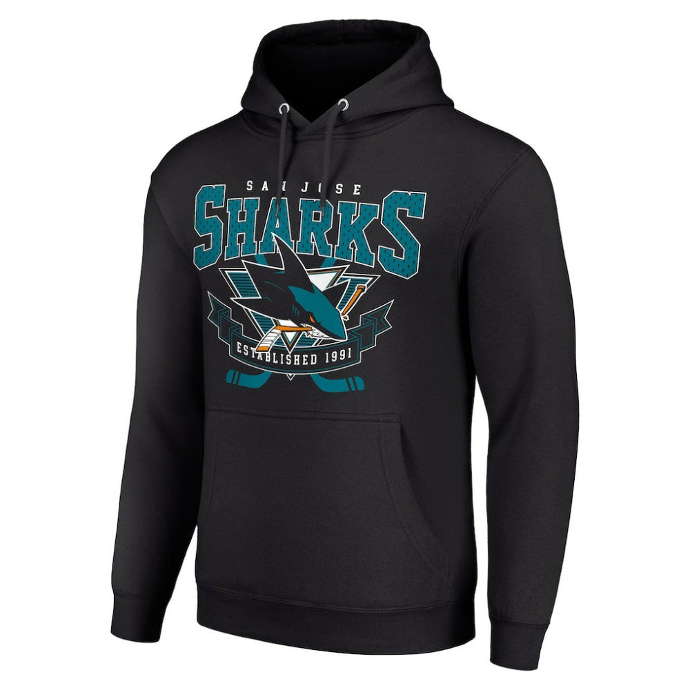 NHL San Jose Sharks Starter Team Logo Graphic Fleece Tri-Blend Pullover Hoodie - Black