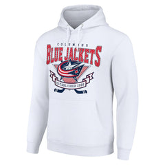 NHL Columbus Blue Jackets Starter Team Logo Graphic Fleece Tri-Blend Pullover Hoodie - White