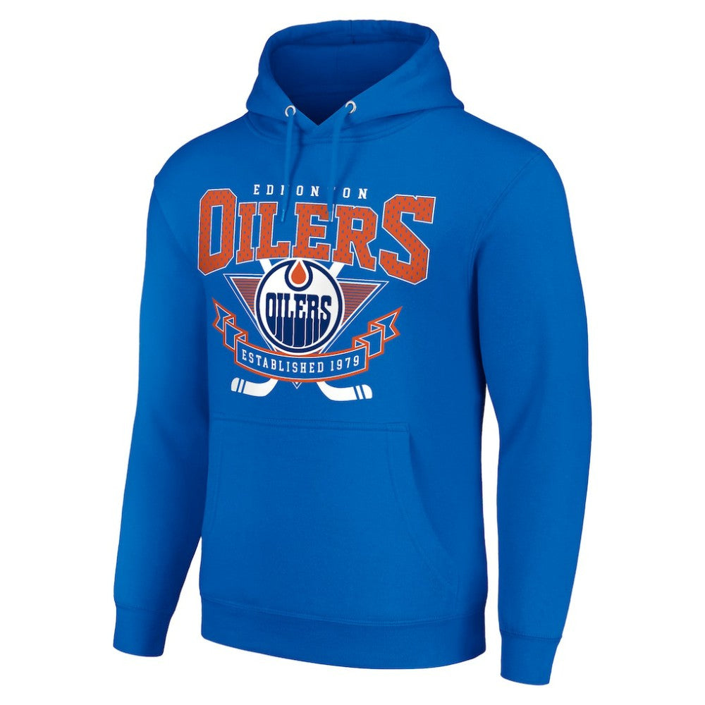 NHL Edmonton Oilers Starter Team Logo Graphic Fleece Tri-Blend Pullover Hoodie - Royal