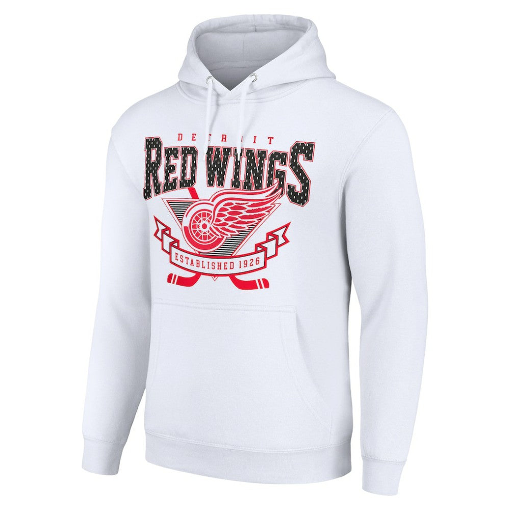 NHL Detroit Red Wings Starter Team Logo Graphic Fleece Tri-Blend Pullover Hoodie - White
