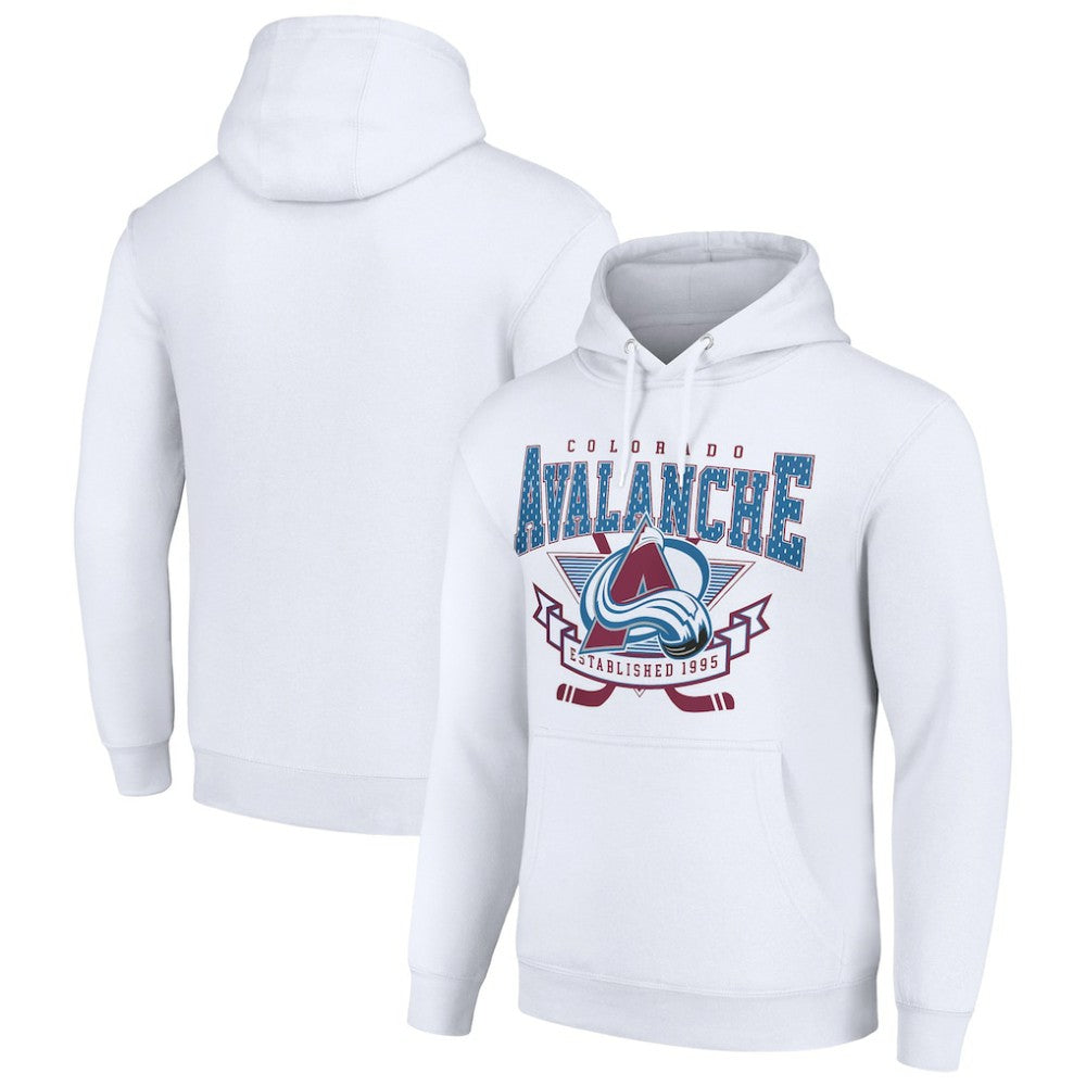 NHL Colorado Avalanche Starter Team Logo Graphic Fleece Tri-Blend Pullover Hoodie - White