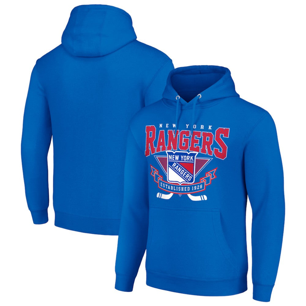 NHL New York Rangers Starter Team Logo Graphic Fleece Tri-Blend Pullover Hoodie - Blue