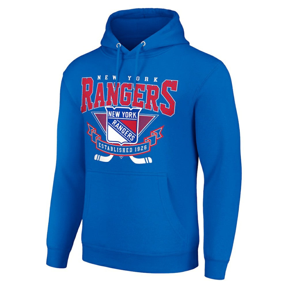 NHL New York Rangers Starter Team Logo Graphic Fleece Tri-Blend Pullover Hoodie - Blue