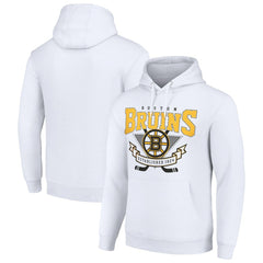 NHL Boston Bruins Starter Team Logo Graphic Fleece Tri-Blend Pullover Hoodie - White