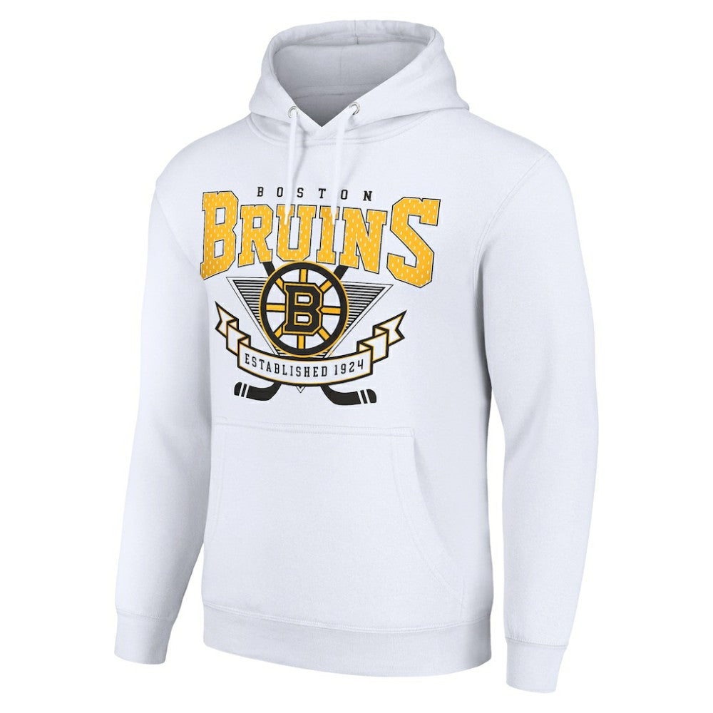 NHL Boston Bruins Starter Team Logo Graphic Fleece Tri-Blend Pullover Hoodie - White