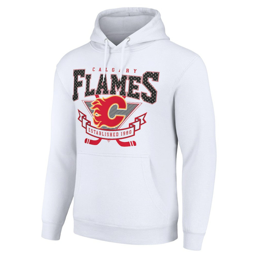 NHL Calgary Flames Starter Team Logo Graphic Fleece Tri-Blend Pullover Hoodie - White