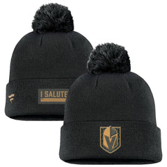 NHL Vegas Golden Knights Fanatics Military Appreciation Cuffed Knit Hat with Pom - Black