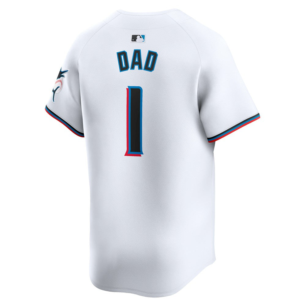 Miami Marlins Nike #1 Dad Home Limited Jersey - White Jerseys