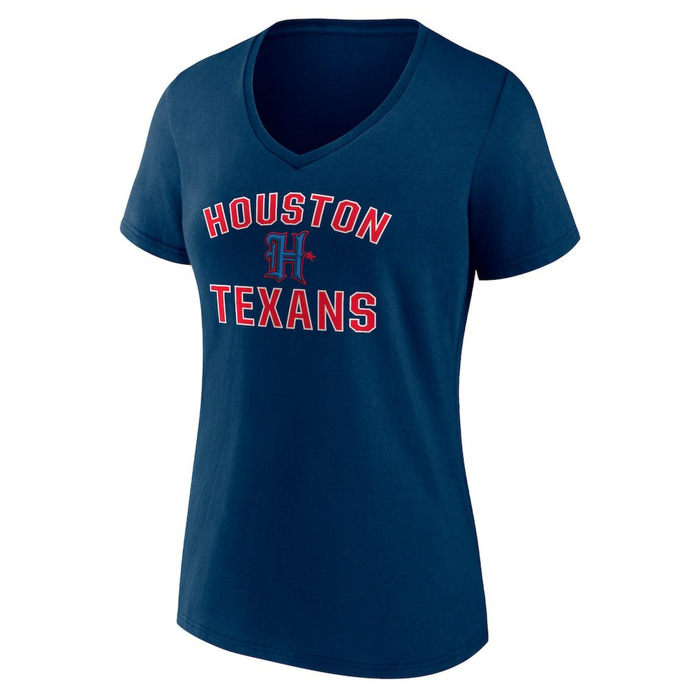 Houston Texans Women's Secondary Logo Victory Arch V-Neck T-Shirt Navy