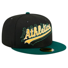 Athletics New Era Shadow Stitch 59FIFTY Fitted Hat - Black Hats