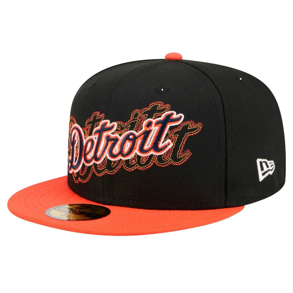 Detroit Tigers New Era Shadow Stitch 59FIFTY Fitted Hat - Black Hats
