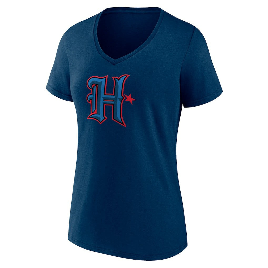 Houston Texans Women's Secondary Logo V-Neck T-Shirt Navy