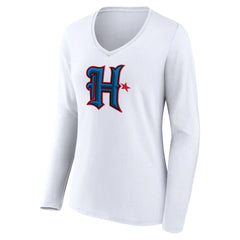 Houston Texans Women's Secondary Logo Long Sleeve V-Neck T-Shirt White