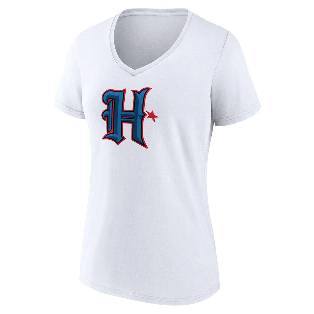 Houston Texans Women's Secondary Logo V-Neck T-Shirt White