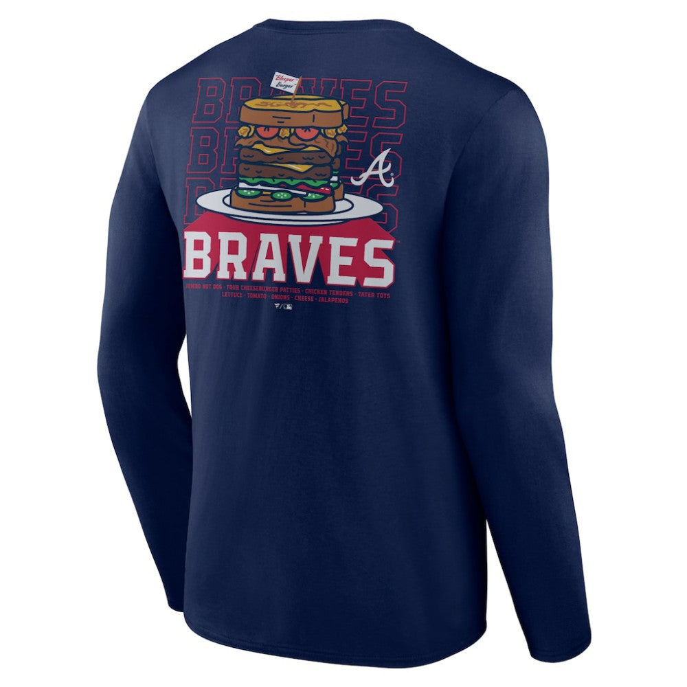 Atlanta Braves Blooper Burger Long Sleeve T-Shirt - Navy T-shirts