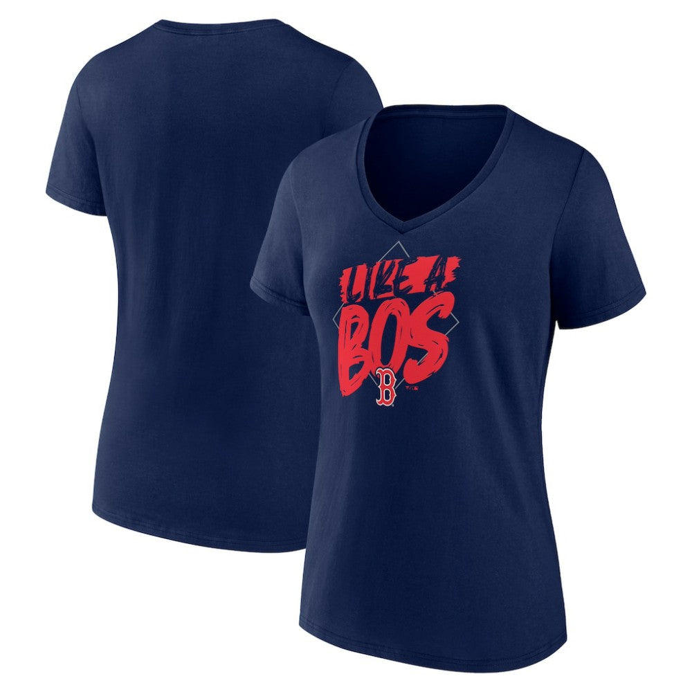 Boston Red Sox Women's Like a BOS V-Neck T-Shirt - Navy T-shirts