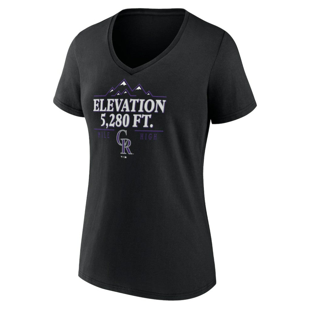 Colorado Rockies Women's Elevation V-Neck T-Shirt - Black T-shirts