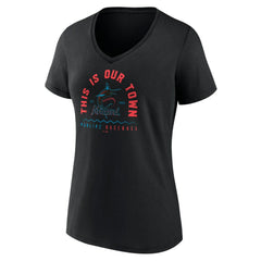 Miami Marlins Women's Our Town V-Neck T-Shirt - Black T-shirts