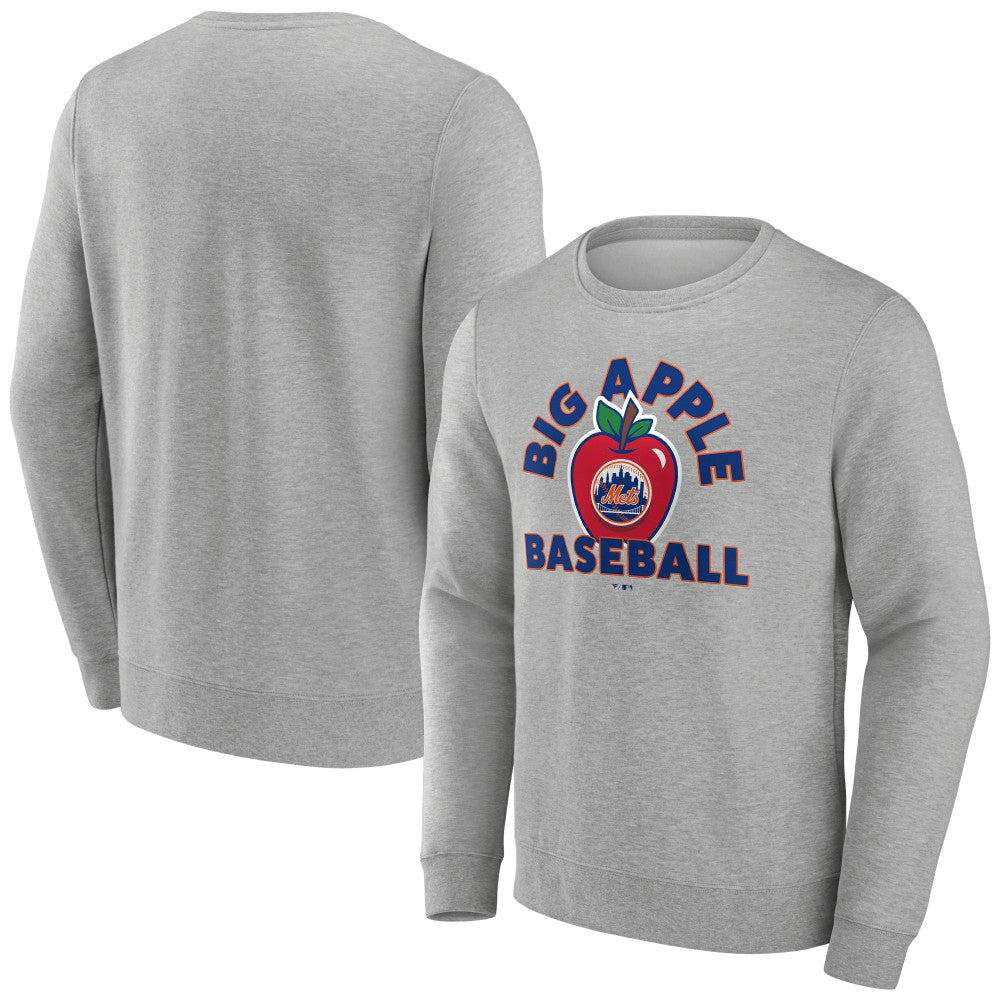 New York Mets Big Apple Baseball Pullover Sweatshirt - Gray Pullover