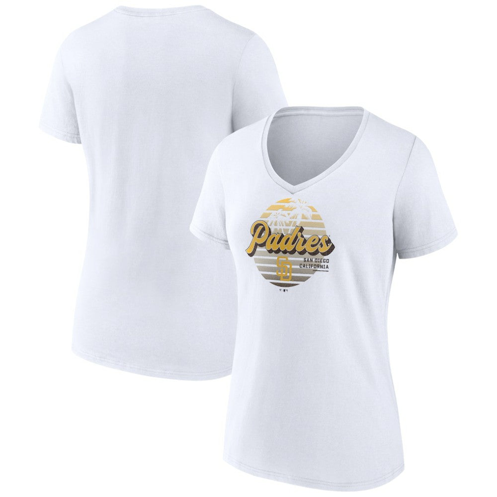 San Diego Padres Women's Palm Trees V-Neck T-Shirt - White T-shirts
