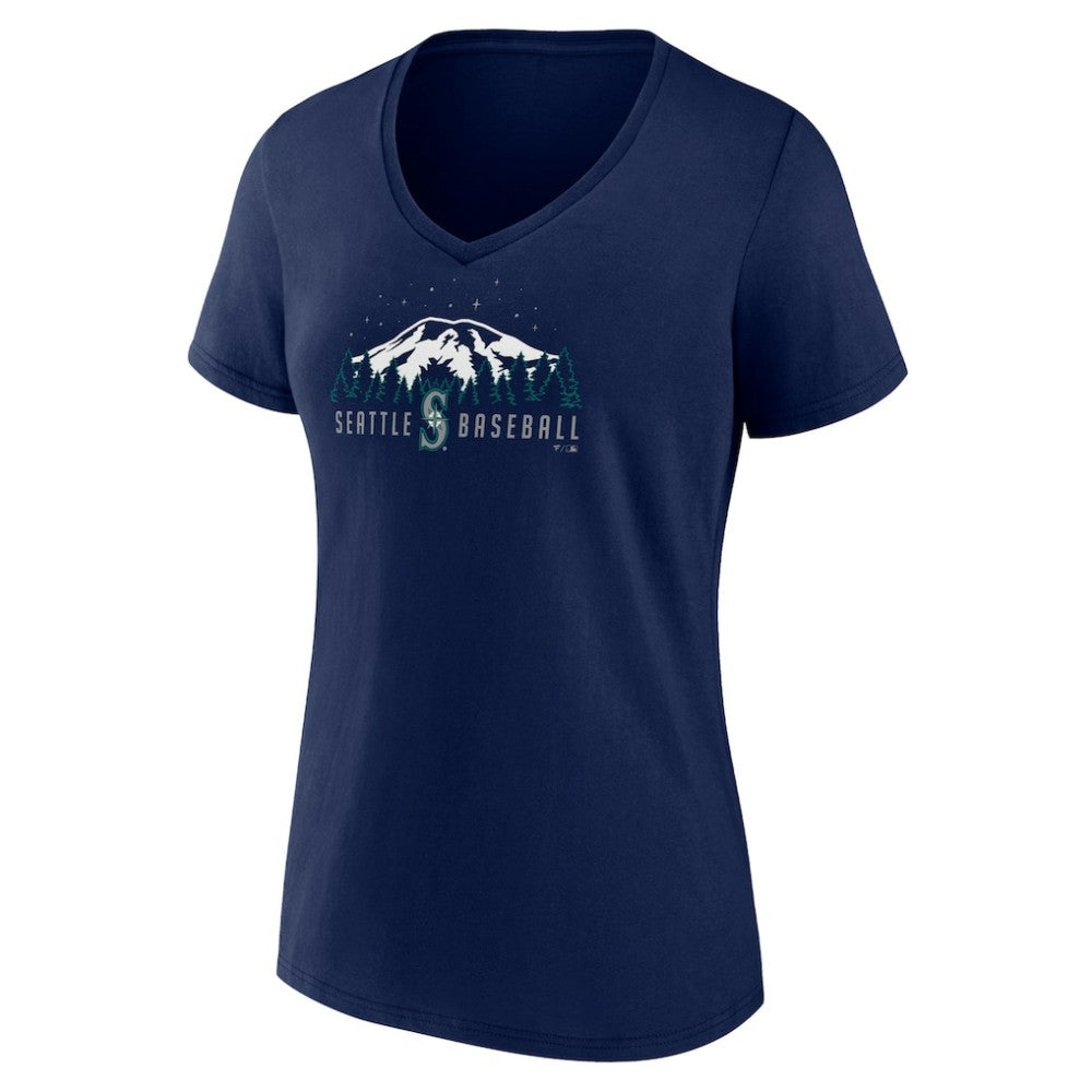 Seattle Mariners Women's Mountains V-Neck T-Shirt - Navy T-shirts