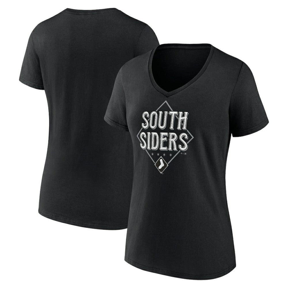 Chicago White Sox Women's South Siders V-Neck T-Shirt - Black T-shirts