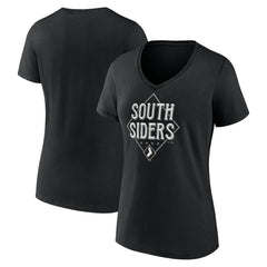 Chicago White Sox Women's South Siders V-Neck T-Shirt - Black T-shirts
