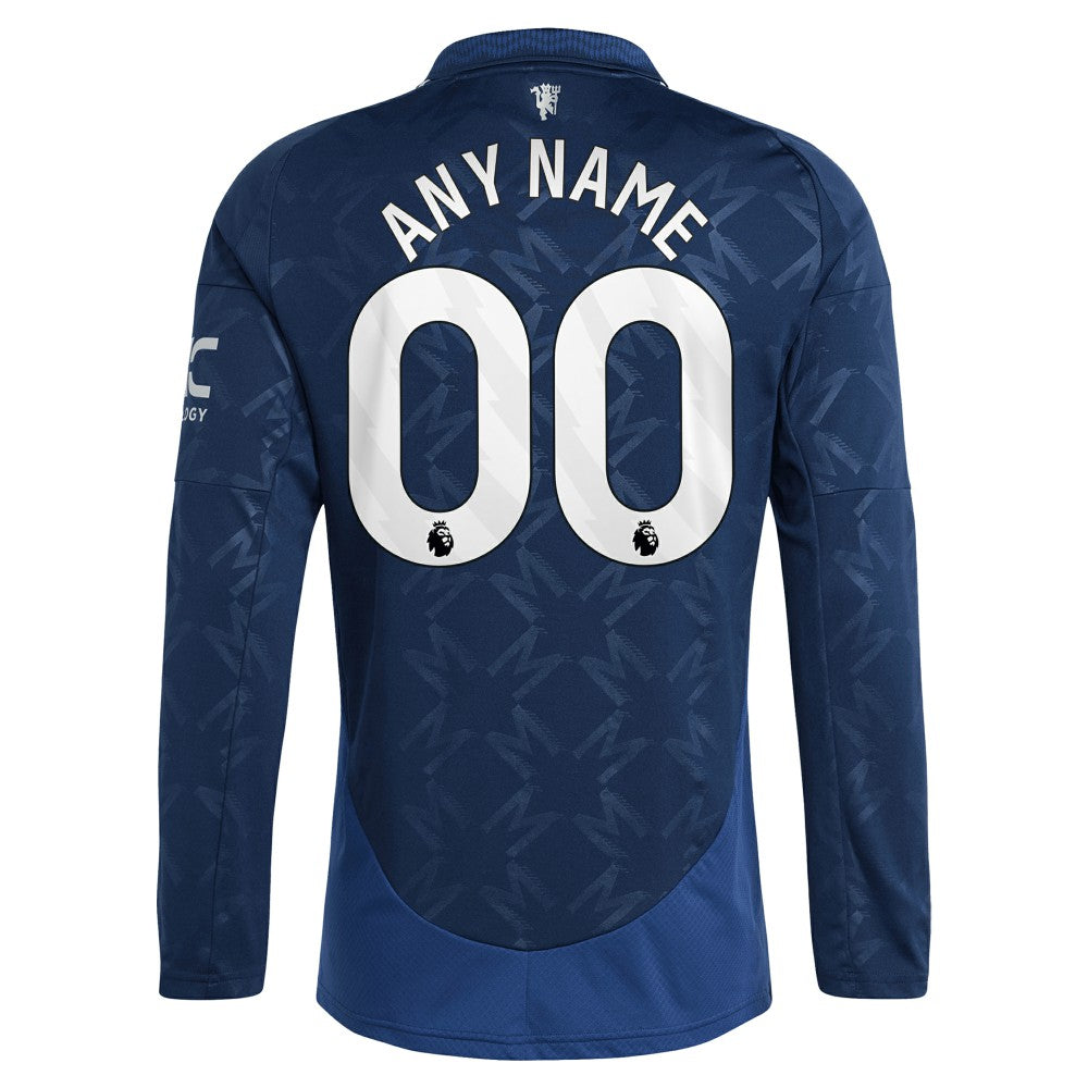 Manchester United 2024/25 Away Replica Long Sleeve Custom Jersey Navy