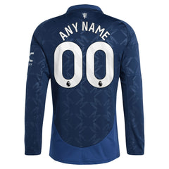 Manchester United 2024/25 Away Replica Long Sleeve Custom Jersey Navy