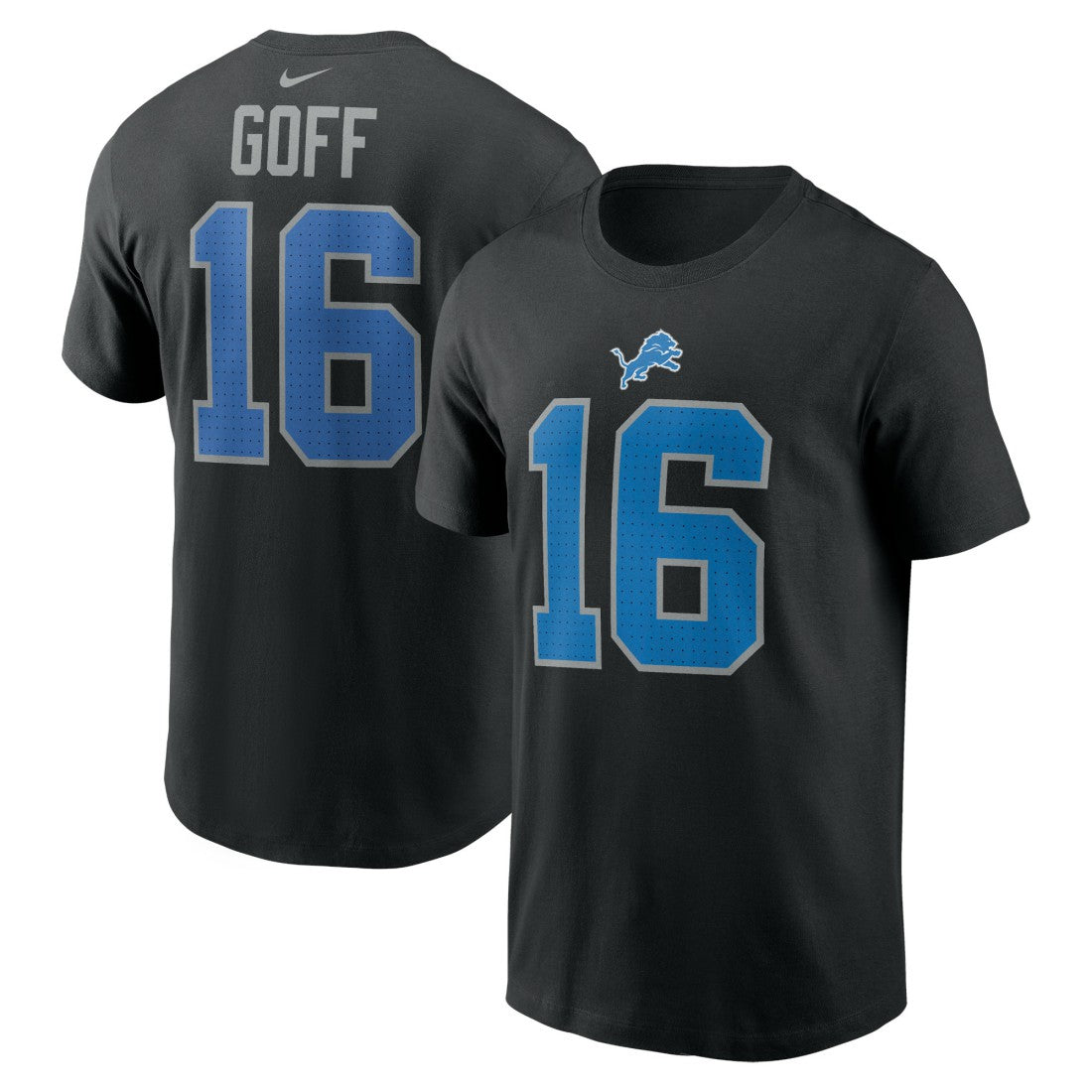 Jared Goff Detroit Lions Name & Number T-Shirt Black
