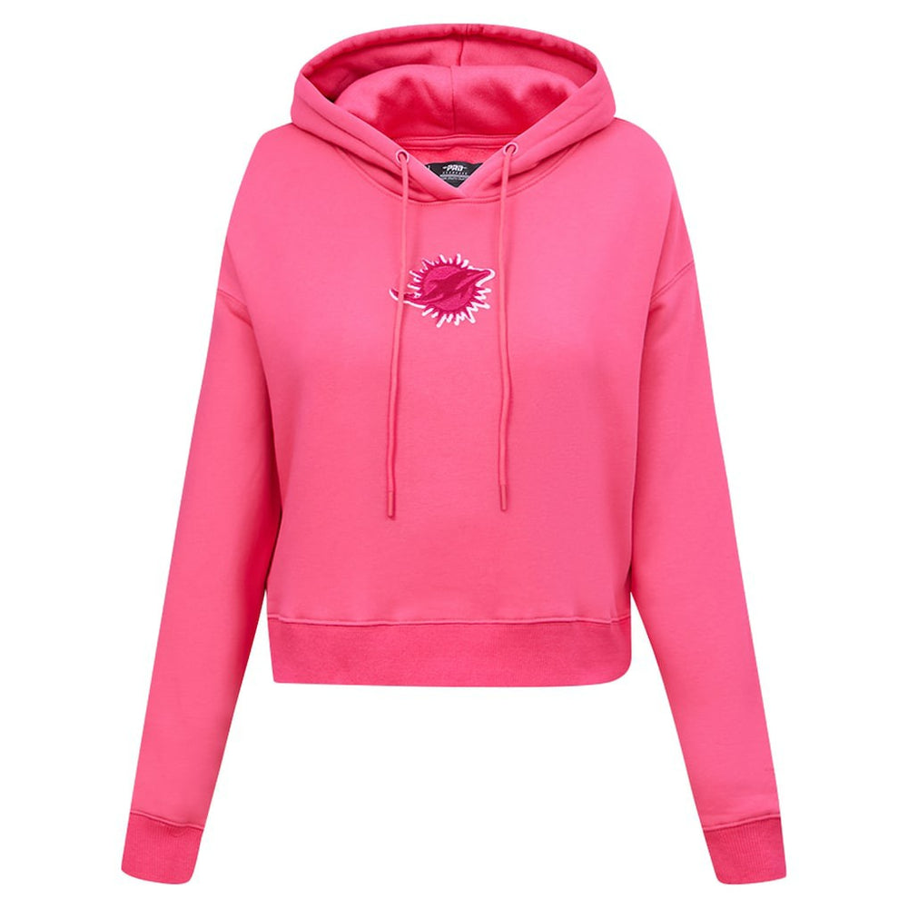Miami Dolphins Pro Standard Women's Triple Pink Cropped Fleece Pullover Hoodie Pink