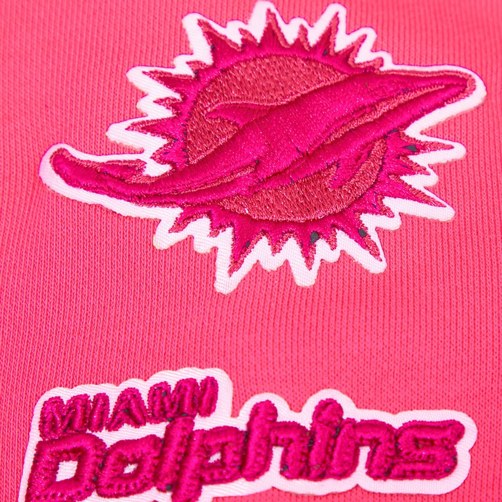 Miami Dolphins Pro Standard Women's Triple Pink Cropped Fleece Pullover Hoodie Pink