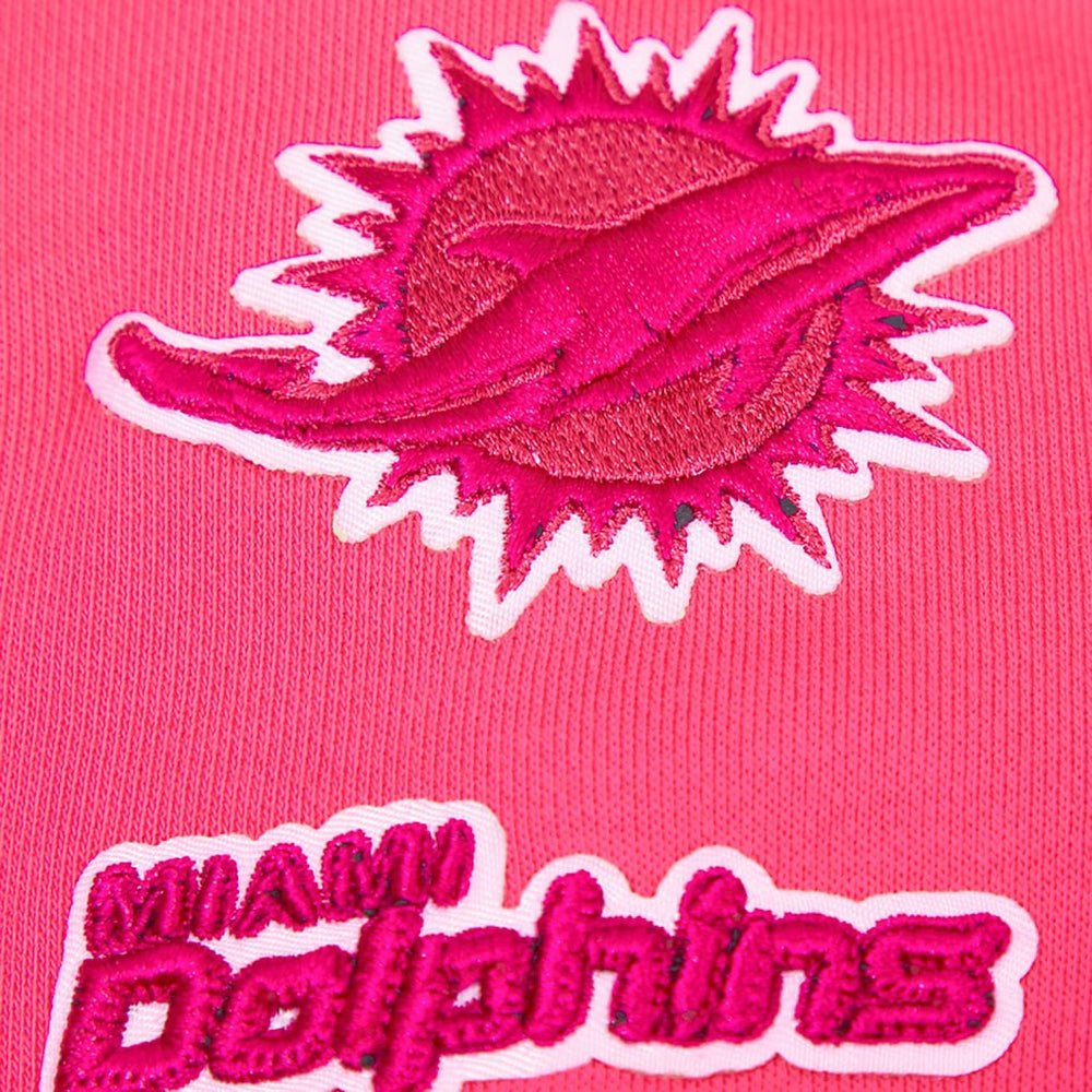 Miami Dolphins Pro Standard Women's Triple Pink Cropped Fleece Pullover Hoodie Pink