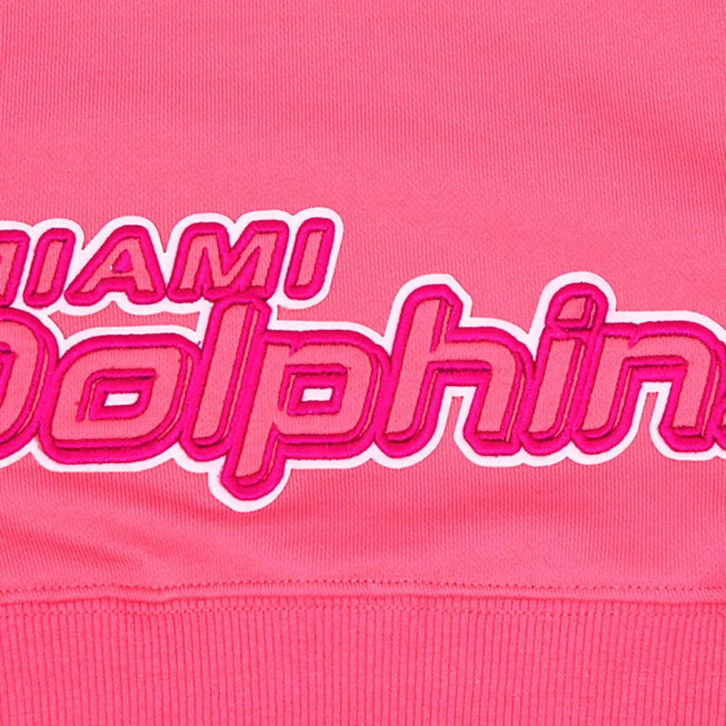 Miami Dolphins Pro Standard Women's Triple Pink Cropped Fleece Pullover Hoodie Pink