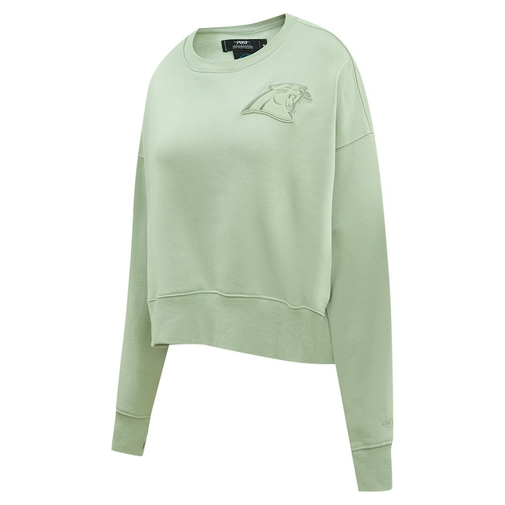 Carolina Panthers Pro Standard Women's Oversized Cropped Neutral Pullover Sweatshirt Light Green