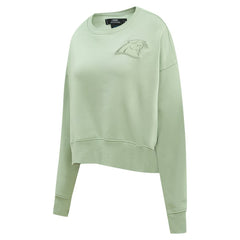 Carolina Panthers Pro Standard Women's Oversized Cropped Neutral Pullover Sweatshirt Light Green