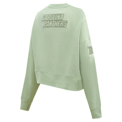 Carolina Panthers Pro Standard Women's Oversized Cropped Neutral Pullover Sweatshirt Light Green