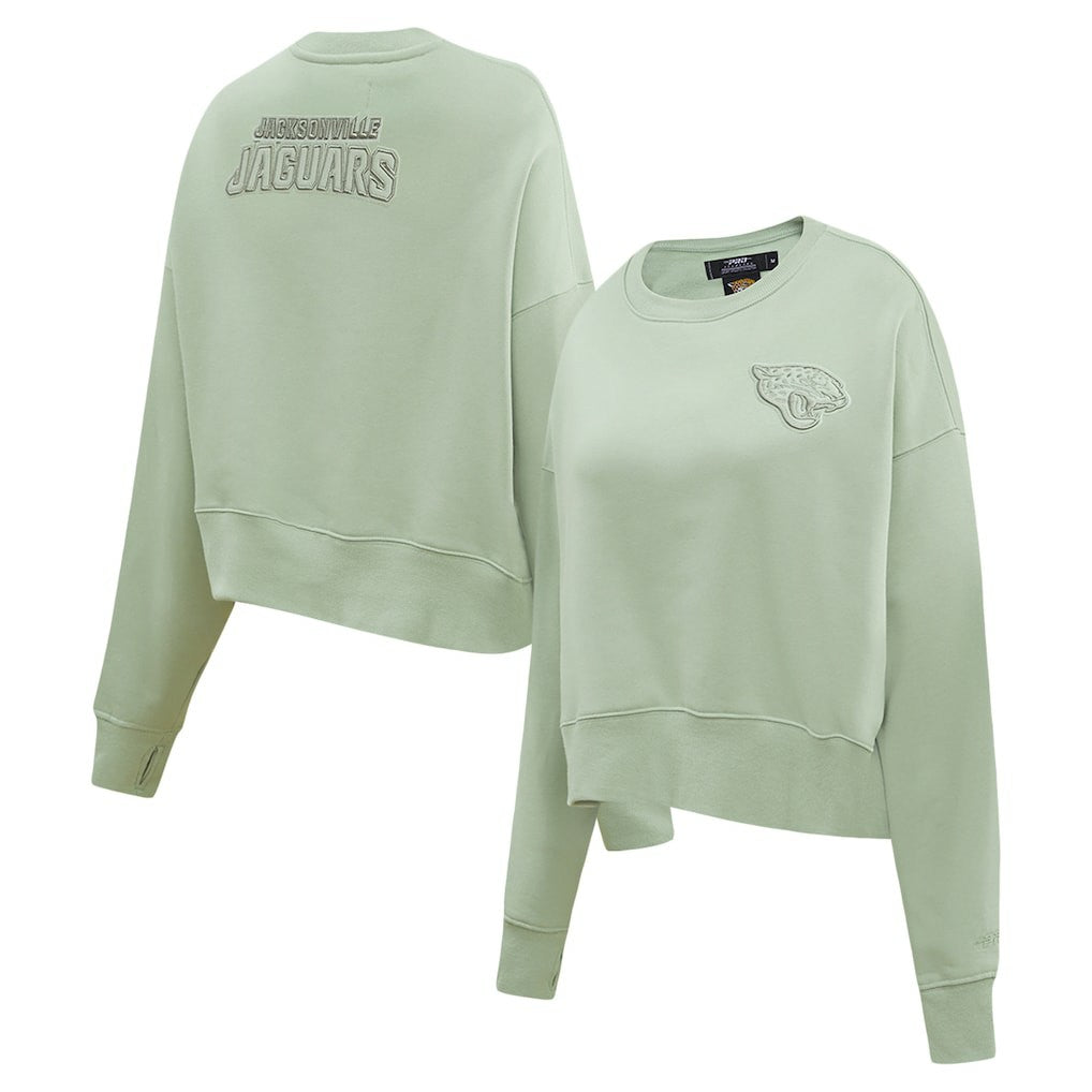 Jacksonville Jaguars Pro Standard Women's Oversized Cropped Neutral Pullover Sweatshirt Light Green