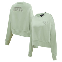 Jacksonville Jaguars Pro Standard Women's Oversized Cropped Neutral Pullover Sweatshirt Light Green