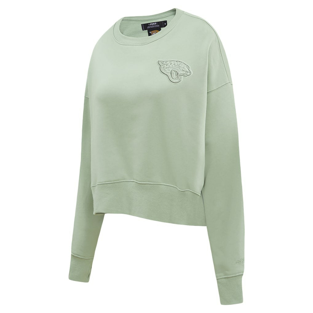Jacksonville Jaguars Pro Standard Women's Oversized Cropped Neutral Pullover Sweatshirt Light Green