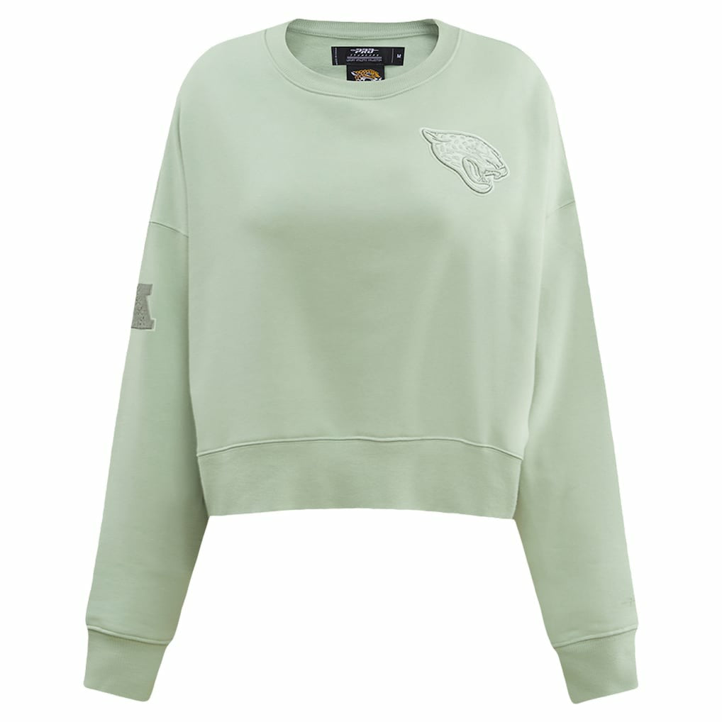Jacksonville Jaguars Pro Standard Women's Oversized Cropped Neutral Pullover Sweatshirt Light Green