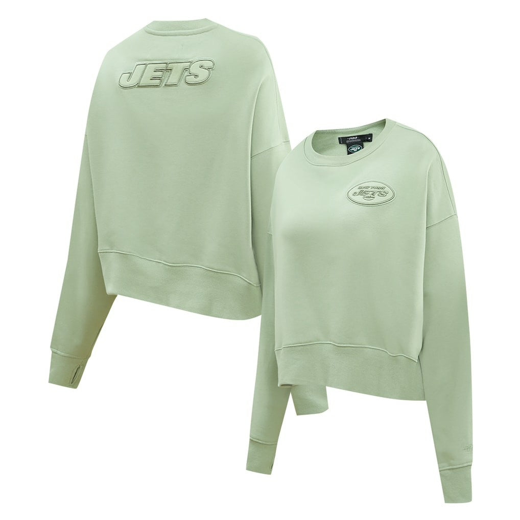 New York Jets Pro Standard Women's Oversized Cropped Neutral Pullover Sweatshirt Light Green