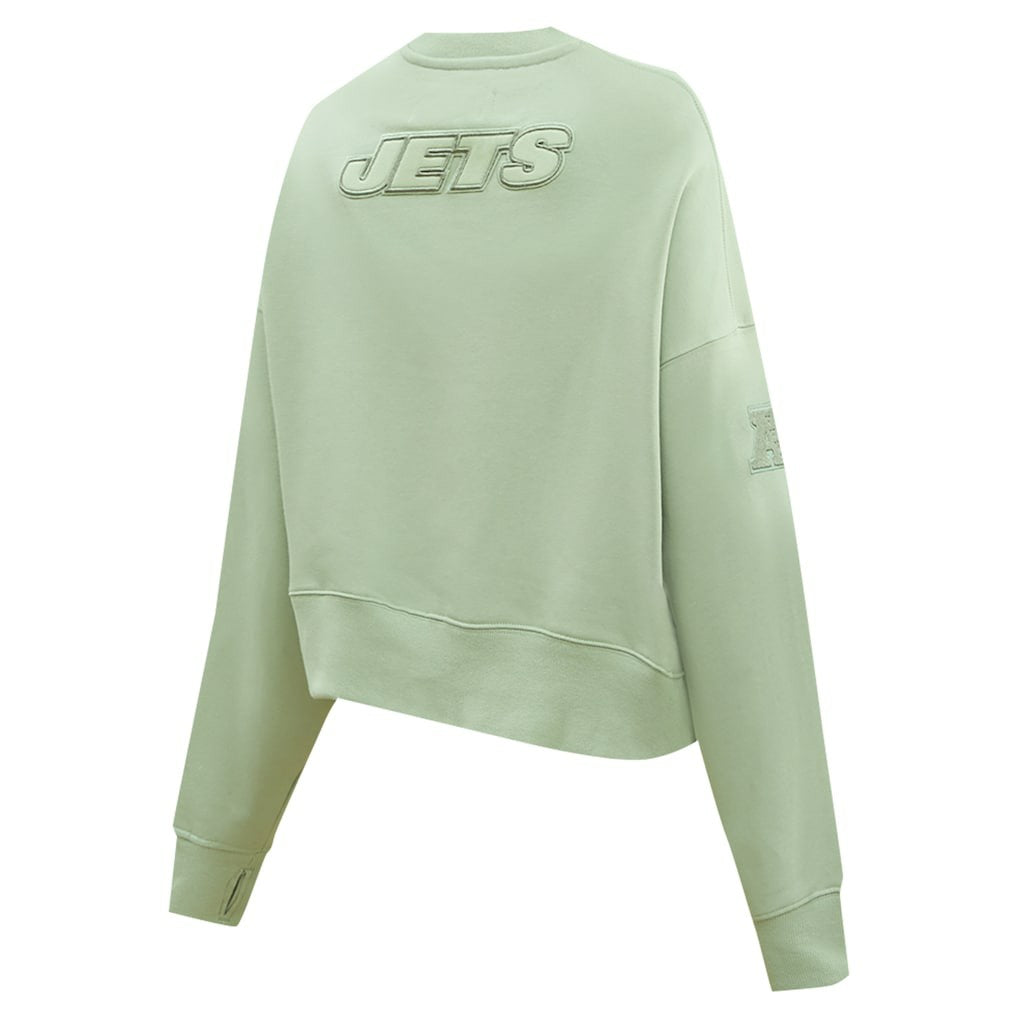 New York Jets Pro Standard Women's Oversized Cropped Neutral Pullover Sweatshirt Light Green