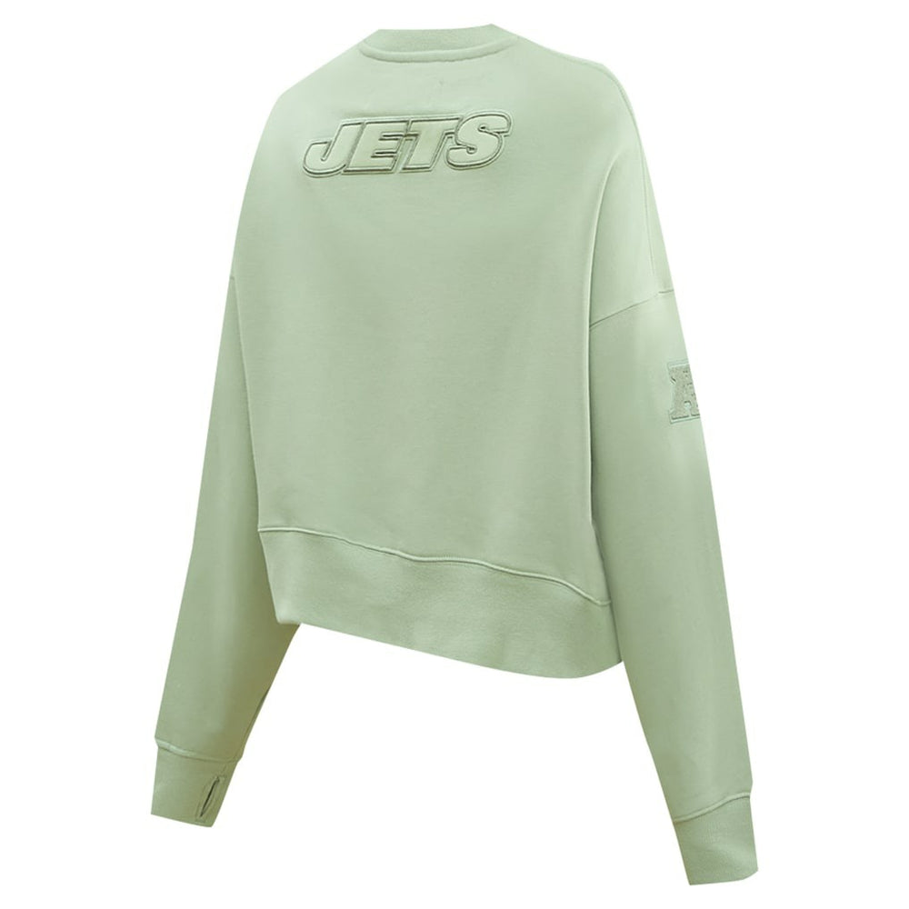 New York Jets Pro Standard Women's Oversized Cropped Neutral Pullover Sweatshirt Light Green