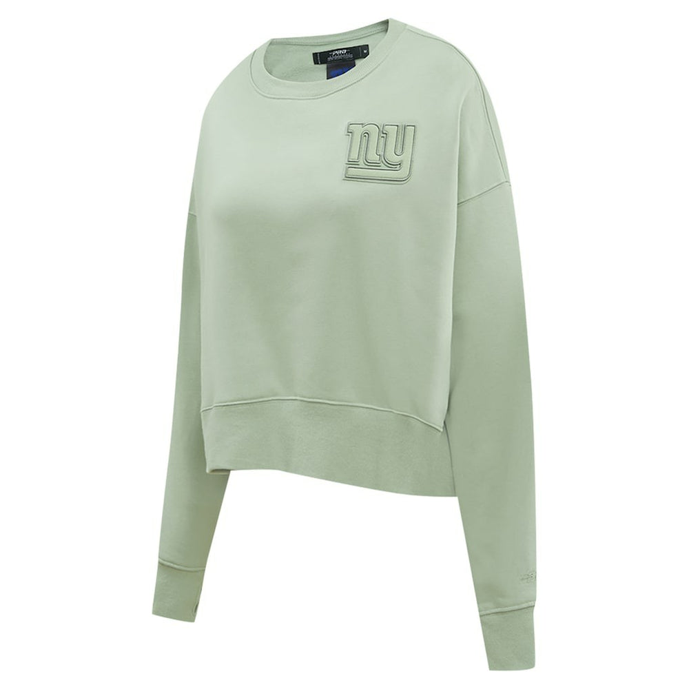 New York Giants Pro Standard Women's Oversized Cropped Neutral Pullover Sweatshirt Light Green