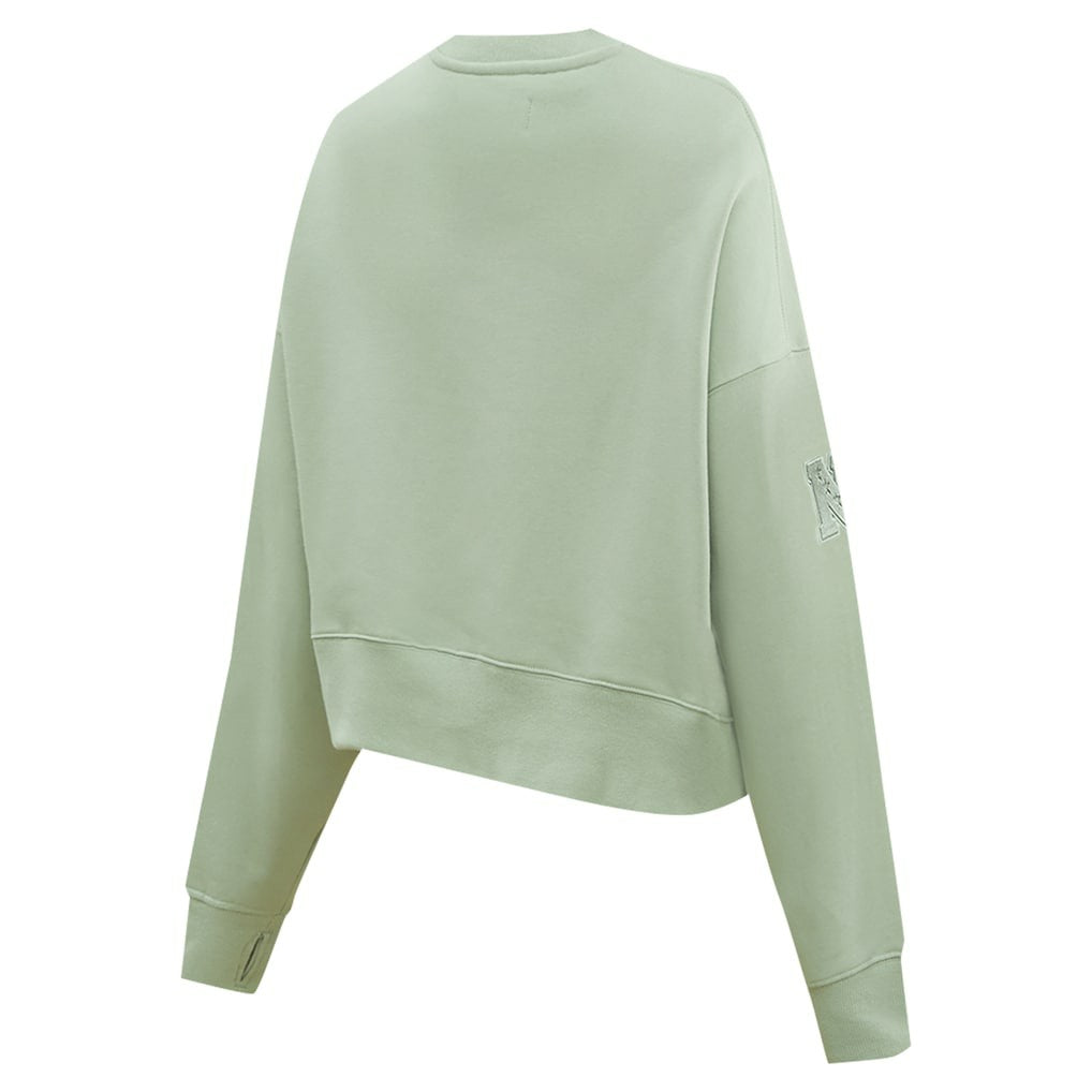 New York Giants Pro Standard Women's Oversized Cropped Neutral Pullover Sweatshirt Light Green
