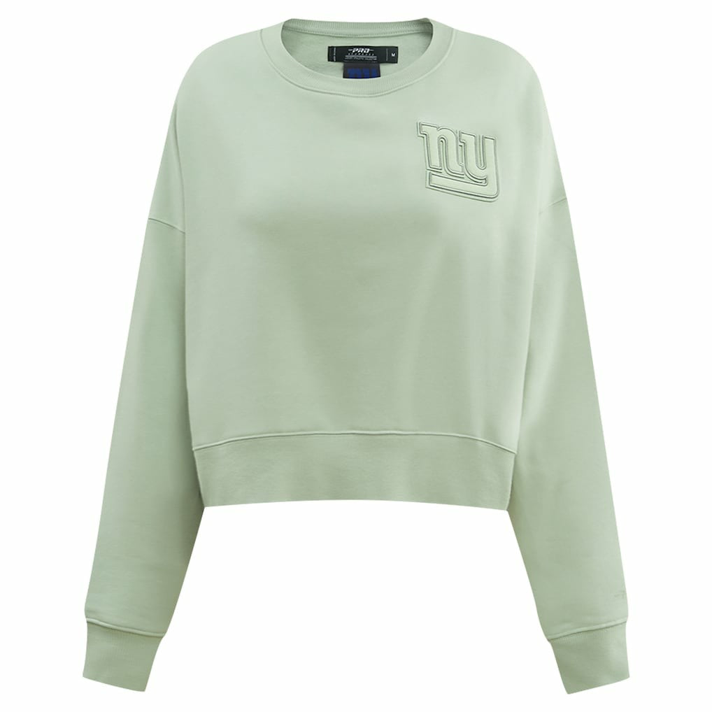 New York Giants Pro Standard Women's Oversized Cropped Neutral Pullover Sweatshirt Light Green