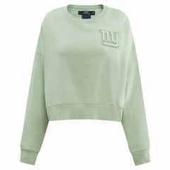 New York Giants Pro Standard Women's Oversized Cropped Neutral Pullover Sweatshirt Light Green