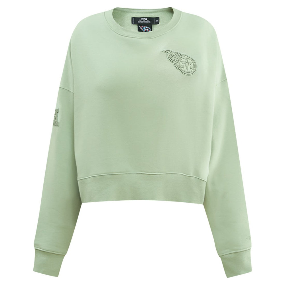 Tennessee Titans Pro Standard Women's Oversized Cropped Neutral Pullover Sweatshirt Light Green
