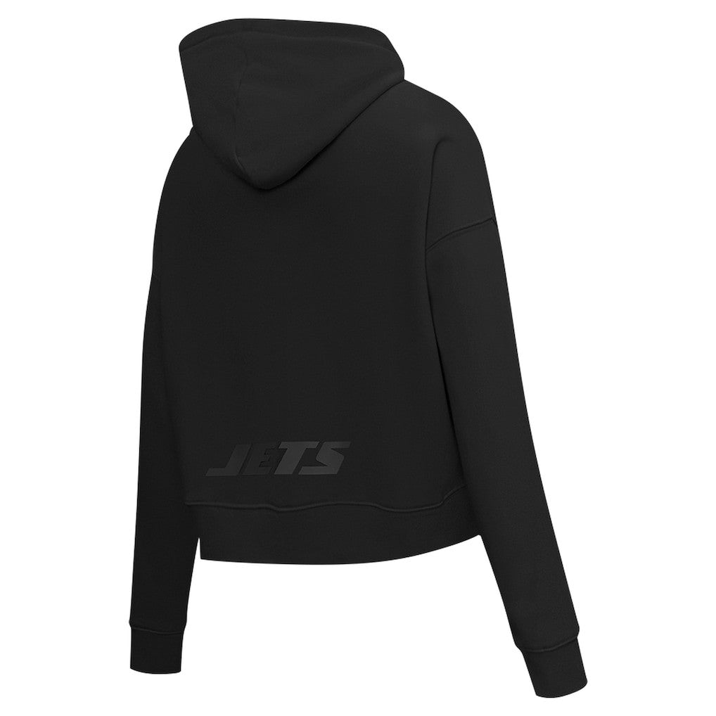 New York Jets Pro Standard Women's Jeweled Cropped Pullover Hoodie Black